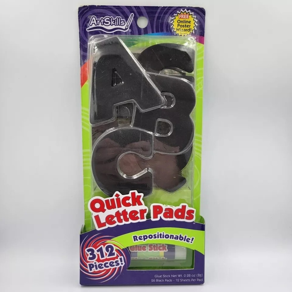 Art Skills Quick Letter Black Pads Repositionable 312 PCS NEW